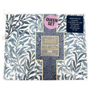 William Morris Willow Bough Indigo Blue Botanical Pattern Queen Sheet Set NWT